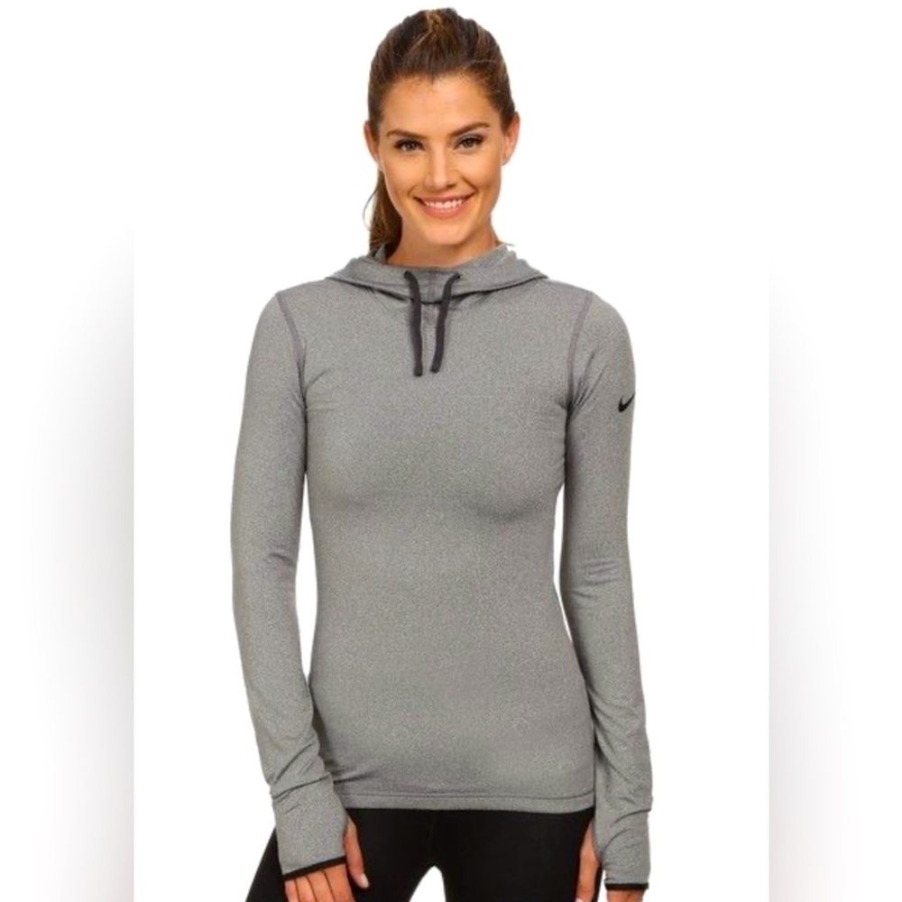 Nike PRO Dri-Fit Drawstring Hooded Long Sleeve (Gray, Size L, Pre-Owned)